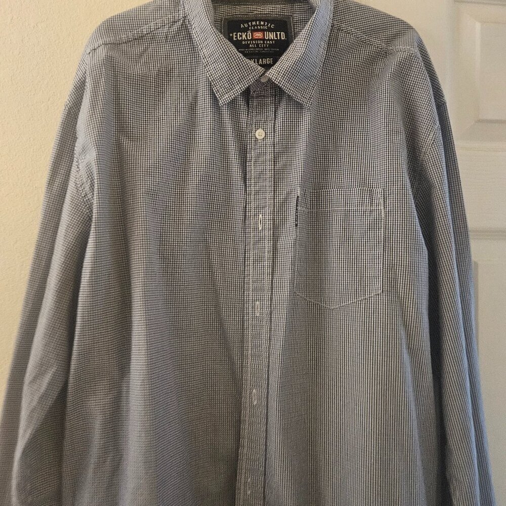 Ecko unltd 100% Cotton plaid dress long sleeve shirt 2XL